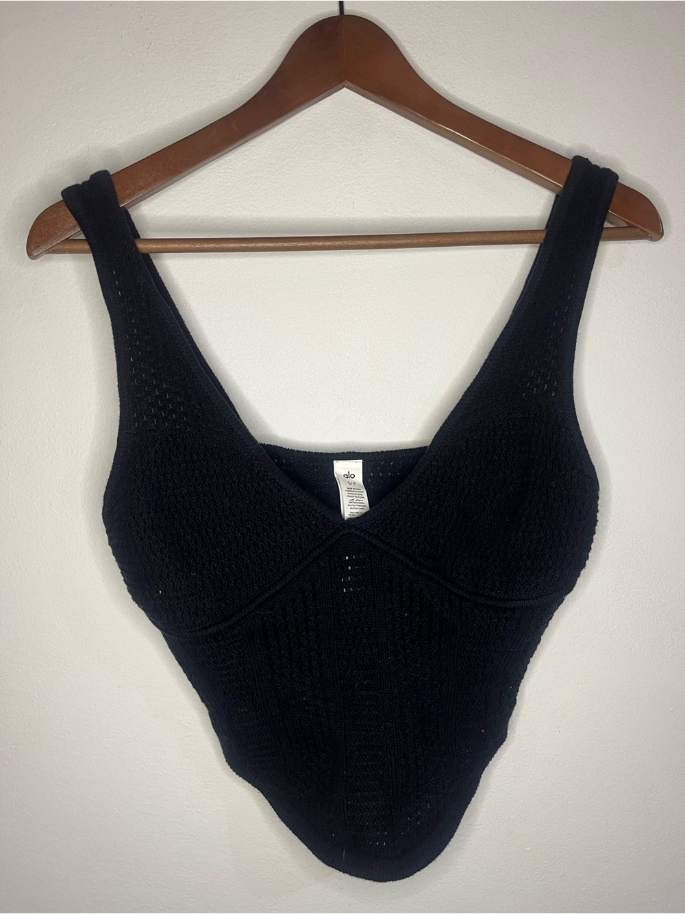 Alo Yoga Crochet Knit Tank Top in Black NWOT